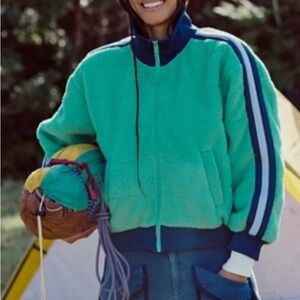 Free People Teal and Navy Teddy Jacket